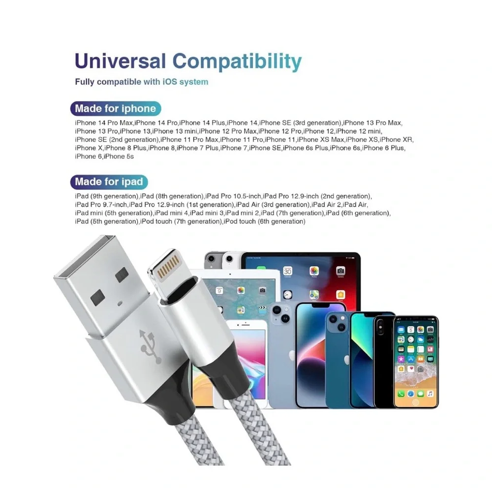 Braided USB-A to Lightning Charging Cable